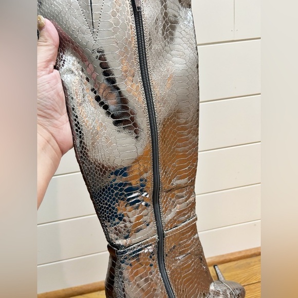 Sam Edelman Silver Snakeskin Heeled Boots - Picture 6 of 16